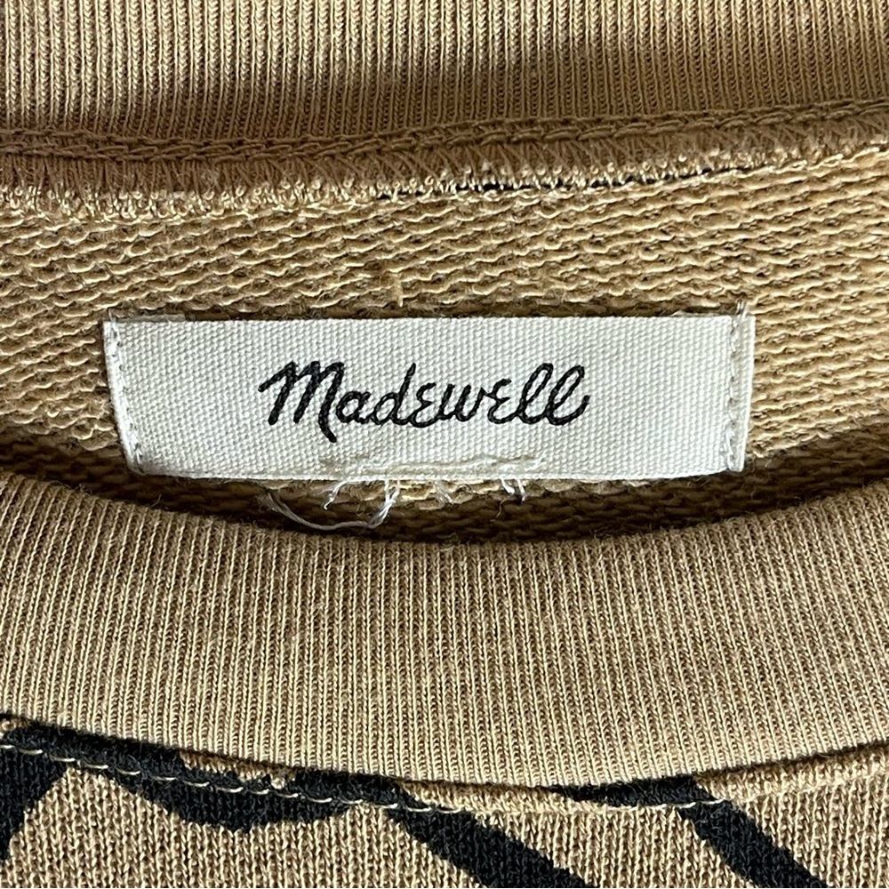 Madewell Tan and Black Women’s Autumn Meadow Tiger Stripe Cropped Sweater - Picture 2 of 6